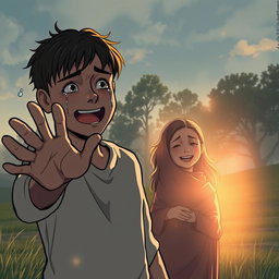 A deeply emotional scene illustrating the heart-wrenching experience of losing a beloved person and witnessing their miraculous return to life four days later