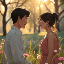 An emotional scene depicting a heartfelt reunion, where a person is gazing in awe and disbelief at their loved one who has miraculously returned to life