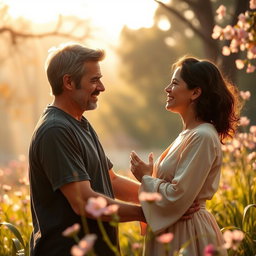 An emotional scene depicting a heartfelt reunion, where a person is gazing in awe and disbelief at their loved one who has miraculously returned to life