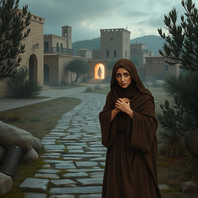An emotional depiction of the biblical scene in Bethany, where sisters Martha and Mary mourn the death of their brother Lazarus