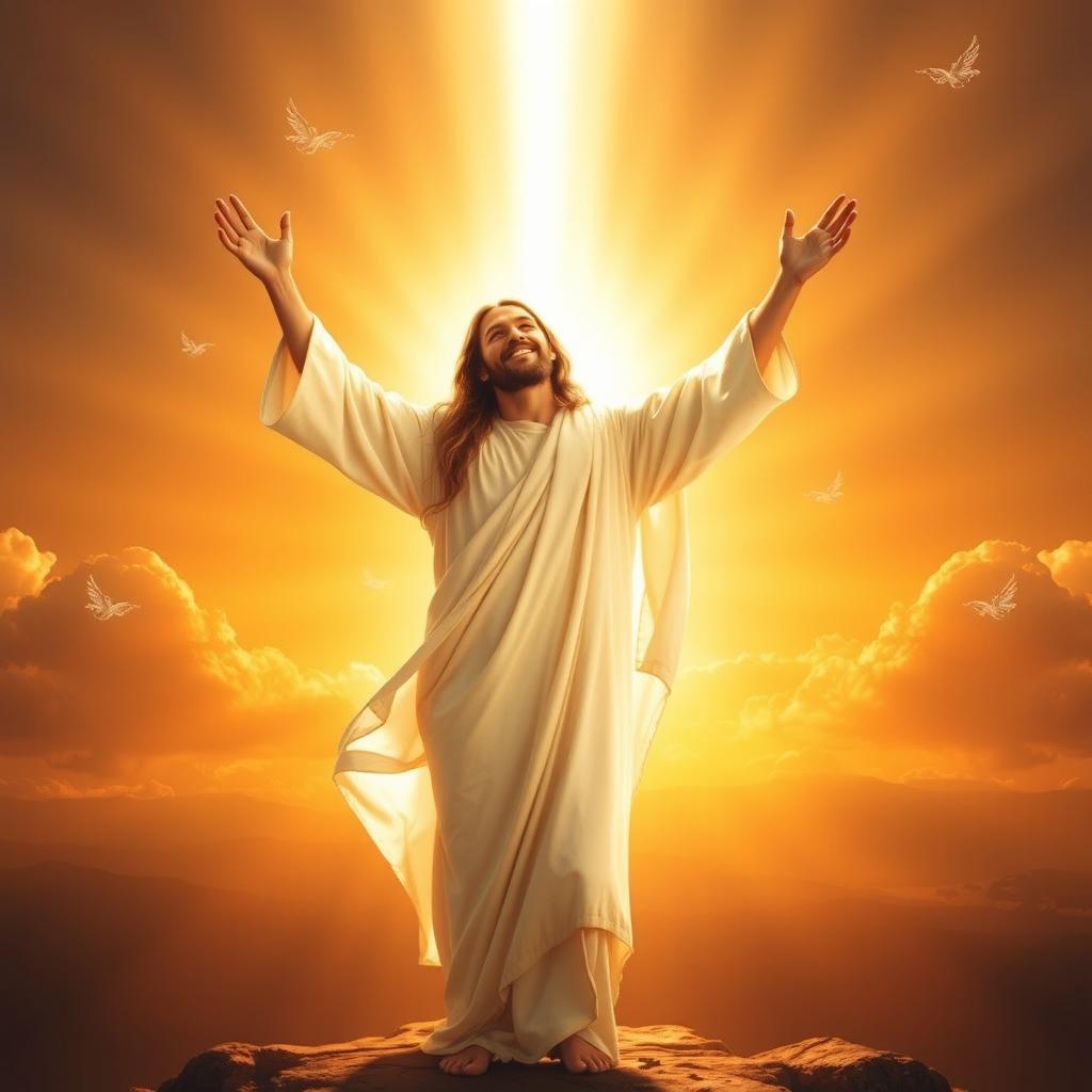 An uplifting and powerful scene depicting the resurrection of Jesus Christ on the third day