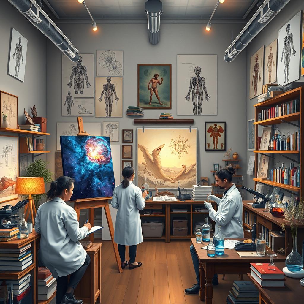 An enchanting scene that beautifully merges the realms of science and fine arts