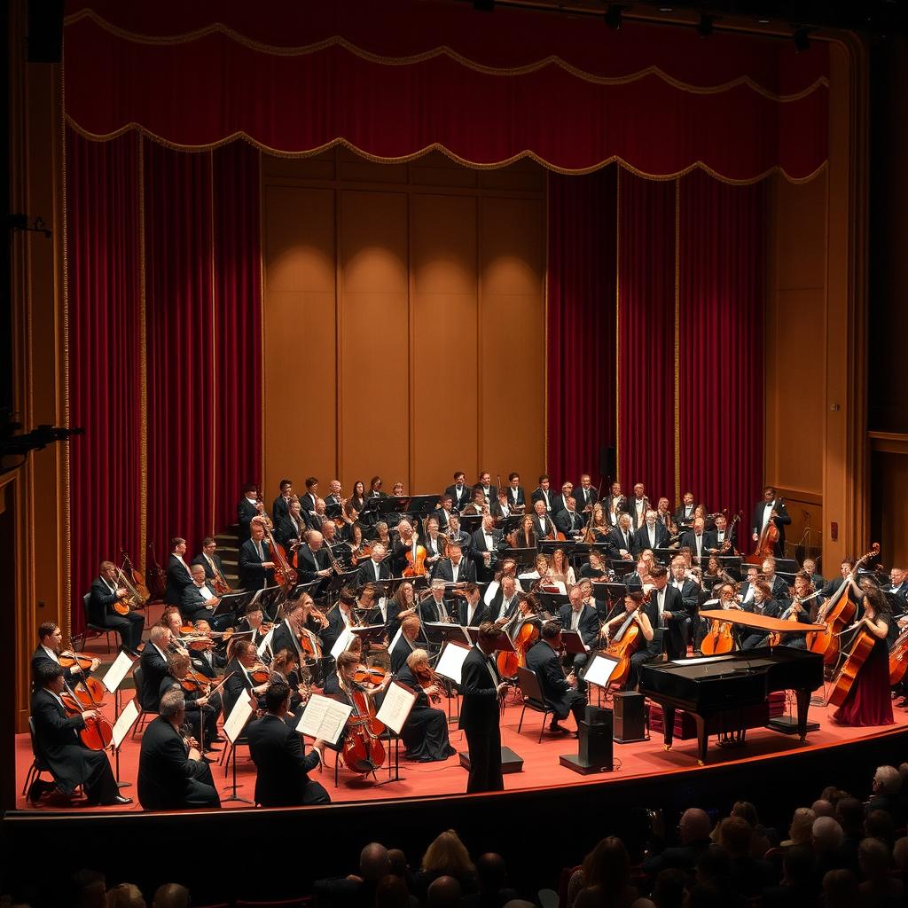 An orchestra stage set for a grand performance