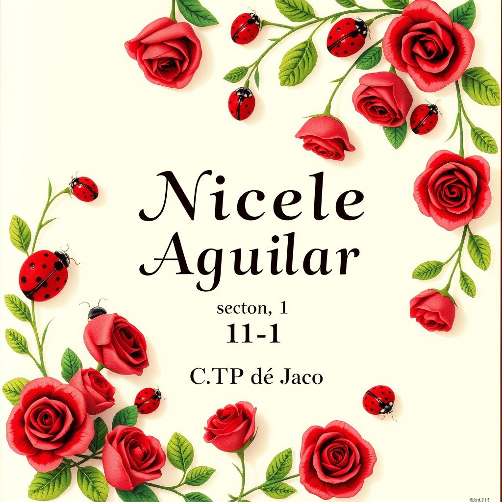 A vibrant and artistic cover page featuring the name 'Nicole Jiménez Aguilar' prominently displayed in an elegant font
