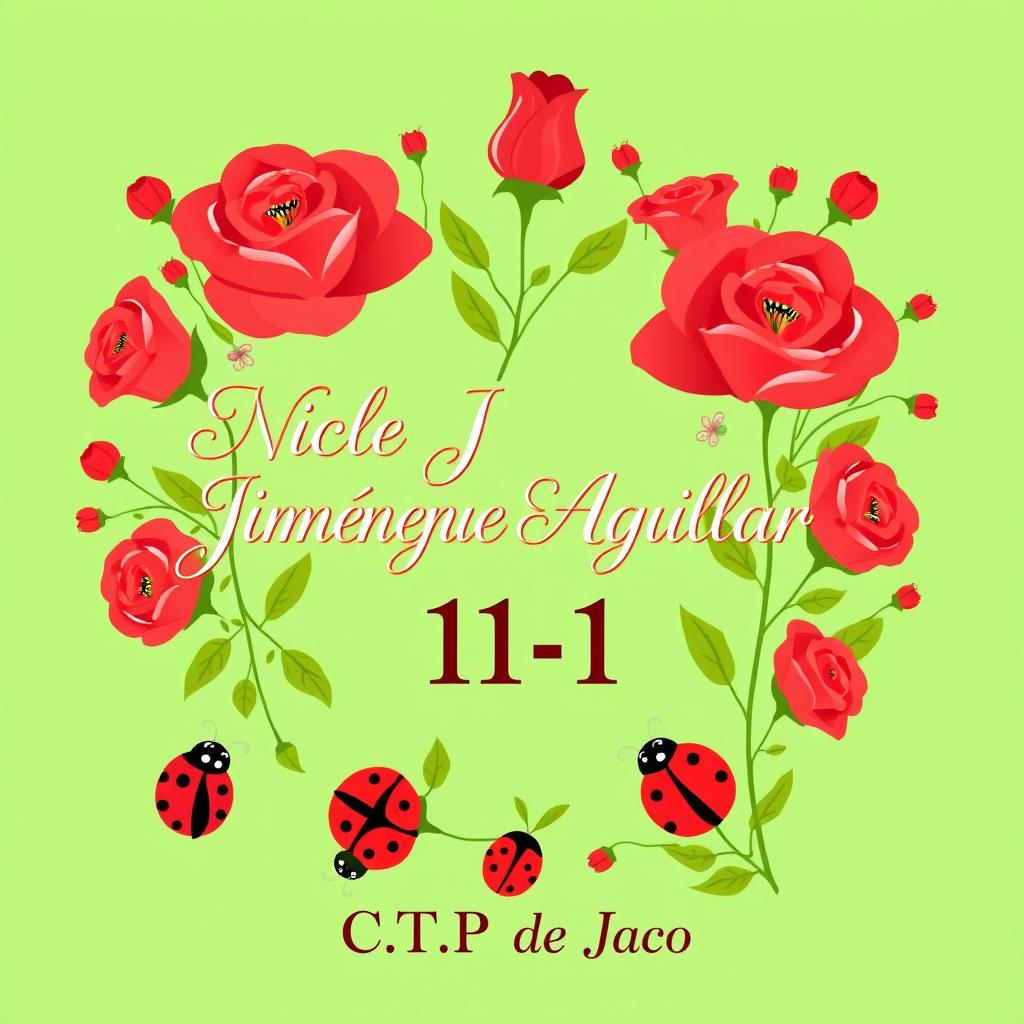 A vibrant and artistic cover design featuring the name 'Nicole Jiménez Aguilar' in elegant, artistic font at the center