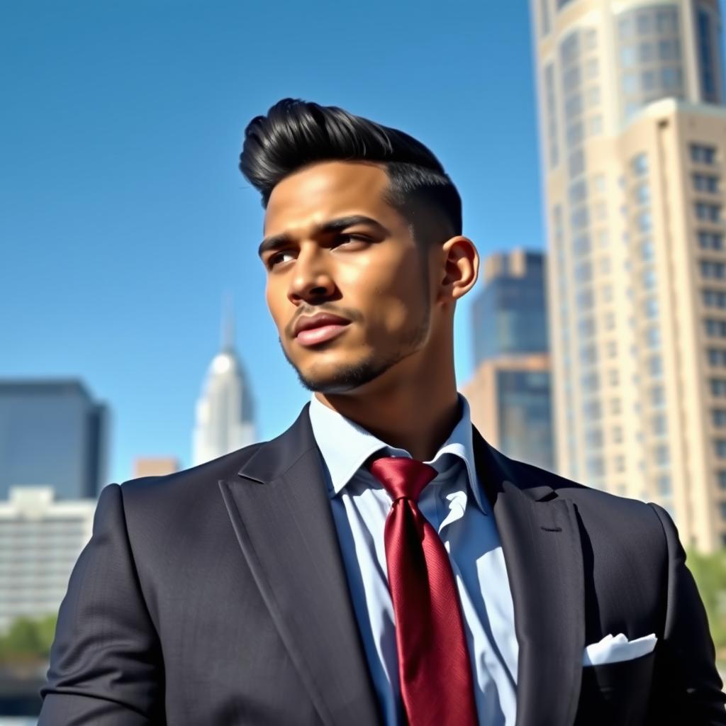 A stylish young man wearing a tailored suit