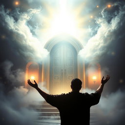 An enchanting scene illustrating the concept of a powerful prayer capable of opening doors in the spiritual realm