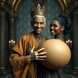 In an exquisite palace inspired by Norse mythology, a very short and emaciated 20-year-old blonde woman with extremely fair skin and captivating blue eyes is featured