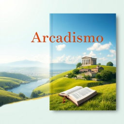 A book cover design that embodies the essence of Arcadismo, featuring elements such as simplicity and nature prominently