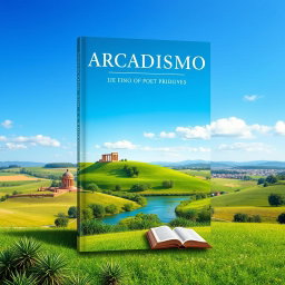 A book cover design that embodies the essence of Arcadismo, featuring elements such as simplicity and nature prominently