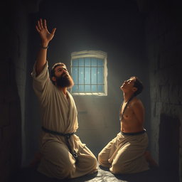 Deep in a dark prison cell at midnight, Paul and Silas are captured in a powerful moment of prayer and worship