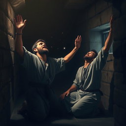 Deep in a dark prison cell at midnight, Paul and Silas are captured in a powerful moment of prayer and worship