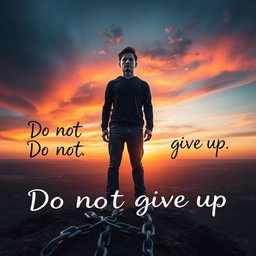 A powerful, motivational scene depicting a person standing strong in the face of adversity, symbolizing hope and perseverance