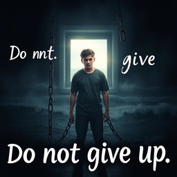 A powerful, motivational scene depicting a person caught in a moment of reflection, embodying the theme of feeling trapped but refusing to give up