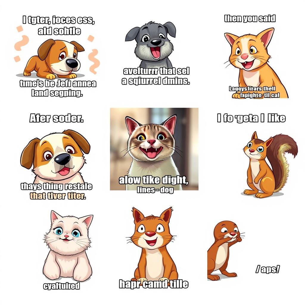 A collection of humorous memes featuring various funny situations, animals with silly expressions, and relatable everyday scenarios