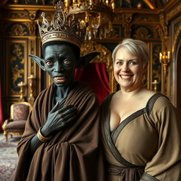 In a lavish Viking palace room filled with rich decorations and majestic furnishings, the scene presents two striking women