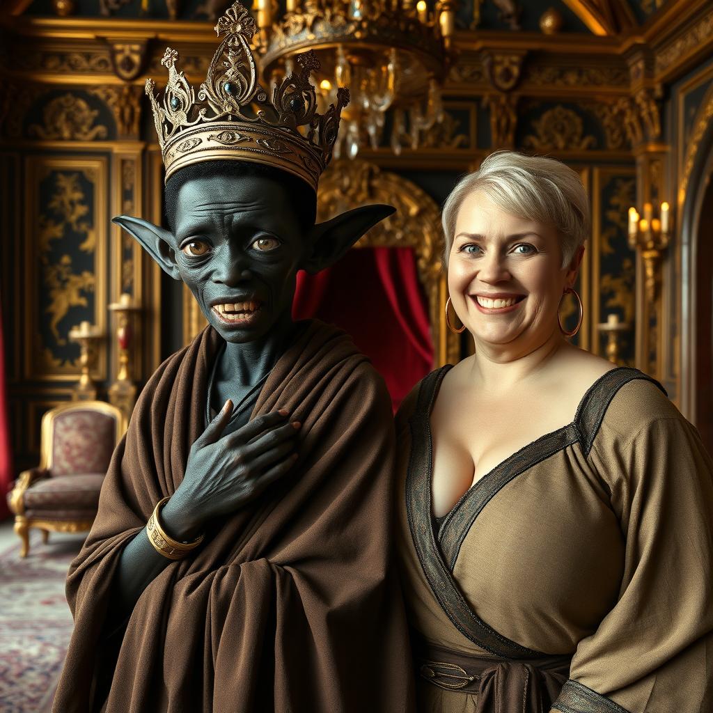 In a lavish Viking palace room filled with rich decorations and majestic furnishings, the scene presents two striking women