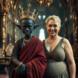 In a lavish Viking palace room filled with rich decorations and majestic furnishings, the scene presents two striking women