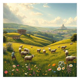 An intricate book cover design that richly embodies the elements of Arcadismo, emphasizing nature, classical influences, bucolism, and pastoralism