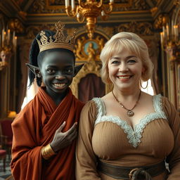 In an opulent Viking palace room adorned with grand decorations, the focus is on two unique women