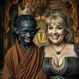 In an opulent Viking palace room adorned with grand decorations, the focus is on two unique women