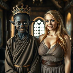 Inside a Viking palace room, featuring a striking contrast between two women