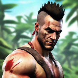 Vaas Montenegro from Far Cry 3 standing imposingly. His distinctive Mohawk hairstyle and war paint visible as he smirks menacingly.