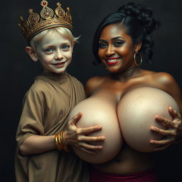 A captivating image of a young, malnourished blonde woman, 20 years old, who is notably short with frail features and bright blue eyes