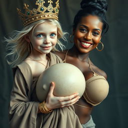 A captivating image of a young, malnourished blonde woman, 20 years old, who is notably short with frail features and bright blue eyes