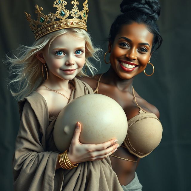 A captivating image of a young, malnourished blonde woman, 20 years old, who is notably short with frail features and bright blue eyes