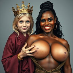 A striking image depicting a young, malnourished blonde woman, 25 years old, with captivating blue eyes