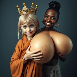 A striking image depicting a young, malnourished blonde woman, 25 years old, with captivating blue eyes