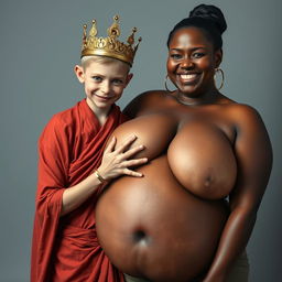 A young, malnourished 25-year-old blonde woman, very short and with striking blue eyes, dressed in a long, completely closed Buddhist robe