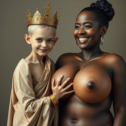 A young, malnourished 25-year-old blonde woman, very short and with striking blue eyes, dressed in a long, completely closed Buddhist robe