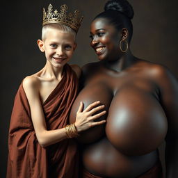 A young, malnourished 25-year-old blonde woman, very short and with striking blue eyes, dressed in a long, completely closed Buddhist robe