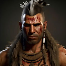 Realistic version of Vaas Montenegro from Far Cry 3, standing imposingly. Enhanced with life-like details, his Mohawk hairstyle and war paint stand out and his smirk appears menacingly real.