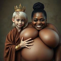 A young, malnourished 25-year-old blonde woman, very short with striking blue eyes, dressed in a long, fully closed Buddhist robe