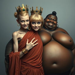 A young, malnourished 25-year-old blonde woman, very short with striking blue eyes, dressed in a long, fully closed Buddhist robe