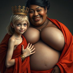 A young, malnourished 25-year-old blonde woman, very short with striking blue eyes, dressed in a long, fully closed Buddhist robe