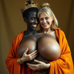 A young, malnourished 25-year-old blonde woman, very short with bright blue eyes, dressed in a long, fully closed Buddhist robe