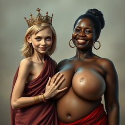 A young, malnourished 25-year-old blonde woman, very short with striking blue eyes, dressed in a long, fully closed Buddhist robe