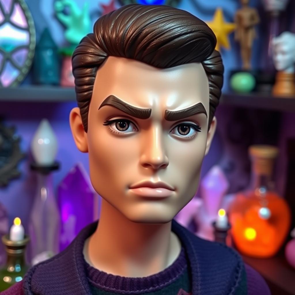 A Ken doll with a slightly incredulous and disapproving expression