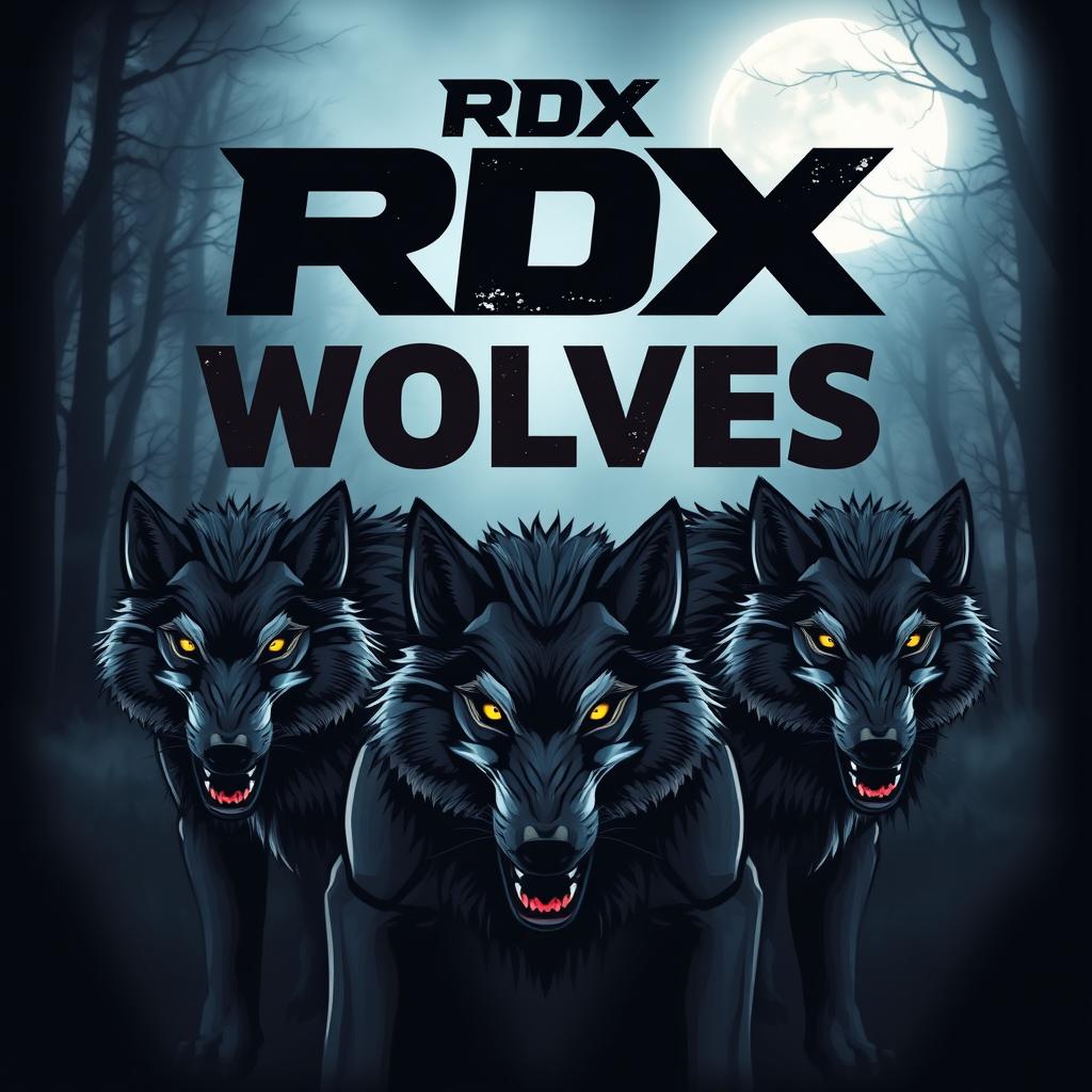 A dynamic scene featuring ferocious wolves, their eyes glowing with intensity and power