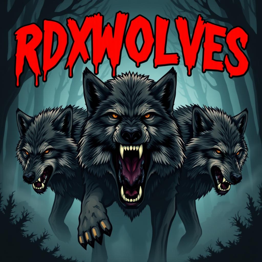 A fierce illustration of a pack of wolves with the text 'RDX WOLVES' written above them