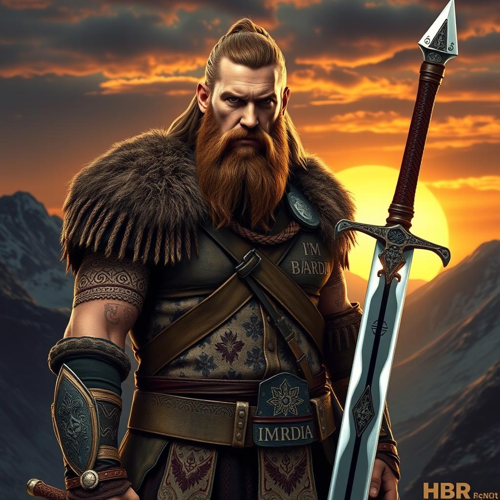 A fierce warrior named Ragnar, depicted standing tall and proud