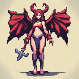 An old school Runescape style graphic of a succubus, featuring pixel art design reminiscent of the game's classic style