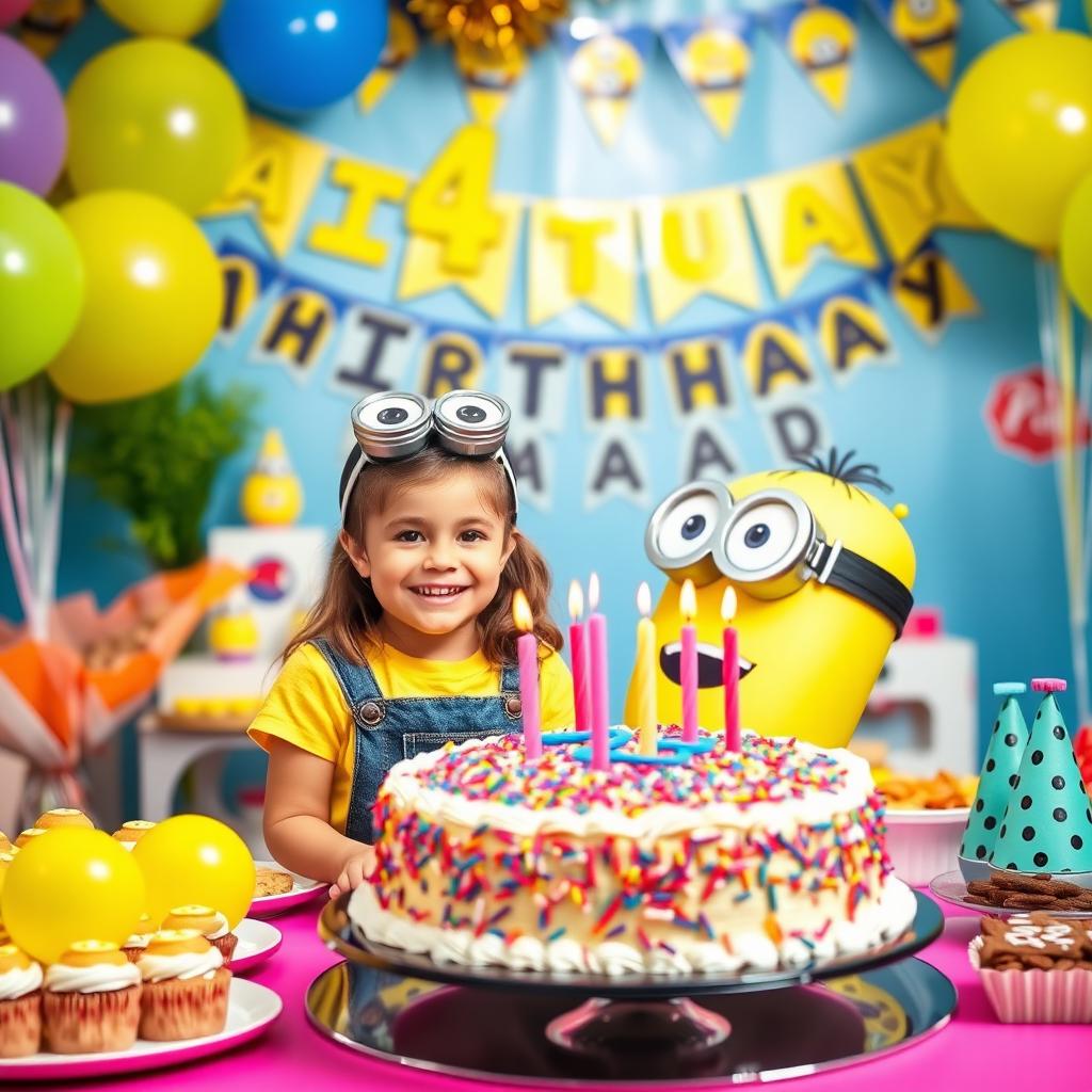 A delightful scene of a 4th birthday party featuring a Minion-themed celebration