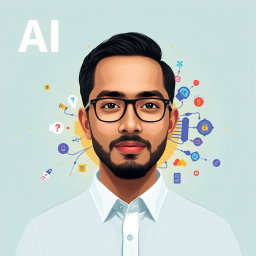A magazine cover that visually explores the theme of whether AI is a blessing or a curse, with a background featuring a deepfake image of Bahtiar HS, blending his likeness seamlessly into the design