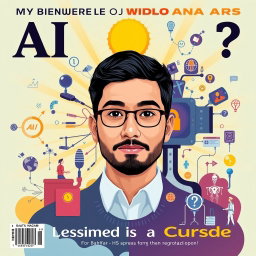 A magazine cover that visually explores the theme of whether AI is a blessing or a curse, with a background featuring a deepfake image of Bahtiar HS, blending his likeness seamlessly into the design