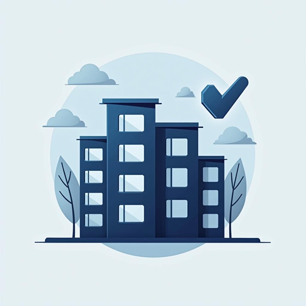 A professional and sleek icon representing property management software, centered around the theme of apartment management